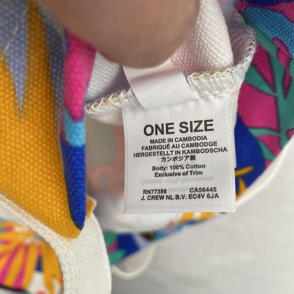 J.Crew Canvas Tote Bag Tropical Leaf Print One Size Beach Purse Handbag Shopper - Picture 7 of 15